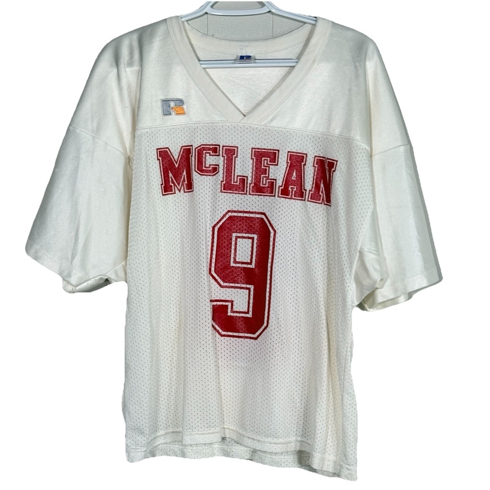 VTG 80s Russell Athletic McLean Highlanders #9 High School Football Jersey L USA